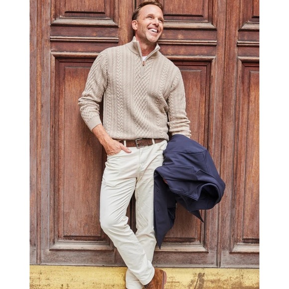 NWT Collars and Co Napoli Cable Knit Quarter Zip Wool & Cashmere Sweater Small - Picture 2 of 7